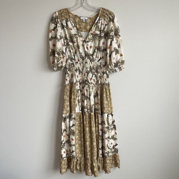 Current Air Dresses & Skirts - Current Air Patchwork Floral Fairy Earthy Boho Cottage Chic Tiered Midi Dress XS